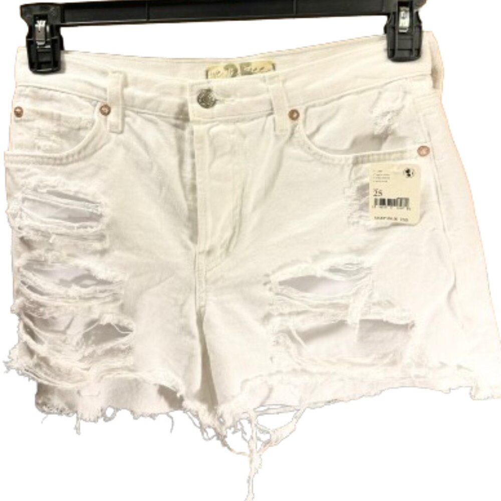 NWT Free People /We The Free Optic White Denim Shorts sz 25
